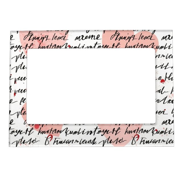 Modern Heart Pattern with Script Background (19) Magnetic Frame (Front)