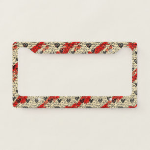 Modern Heart Pattern with Script Background (1) License Plate Frame