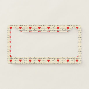 Modern Heart Pattern with Script Background (20) License Plate Frame