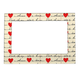 Modern Heart Pattern with Script Background (20) Magnetic Frame