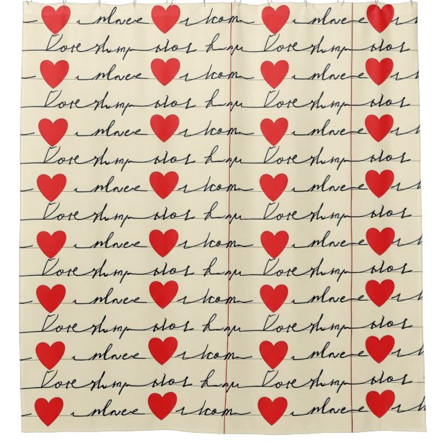 Modern Heart Pattern with Script Background (20) Shower Curtain (Front)