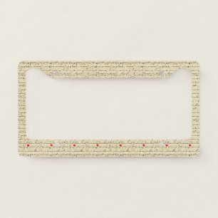 Modern Heart Pattern with Script Background (2) License Plate Frame