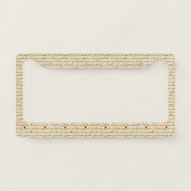 Modern Heart Pattern with Script Background (2) License Plate Frame (Front)