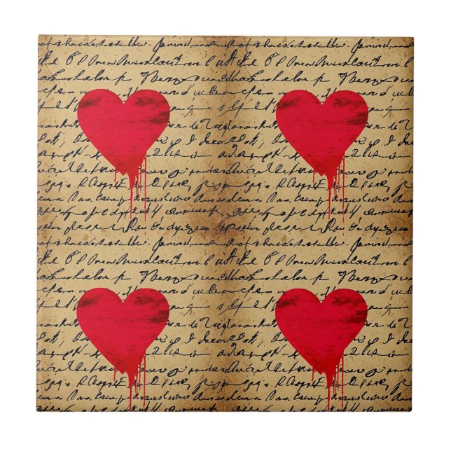 Modern Heart Pattern with Script Background (3) Ceramic Tile (Front)