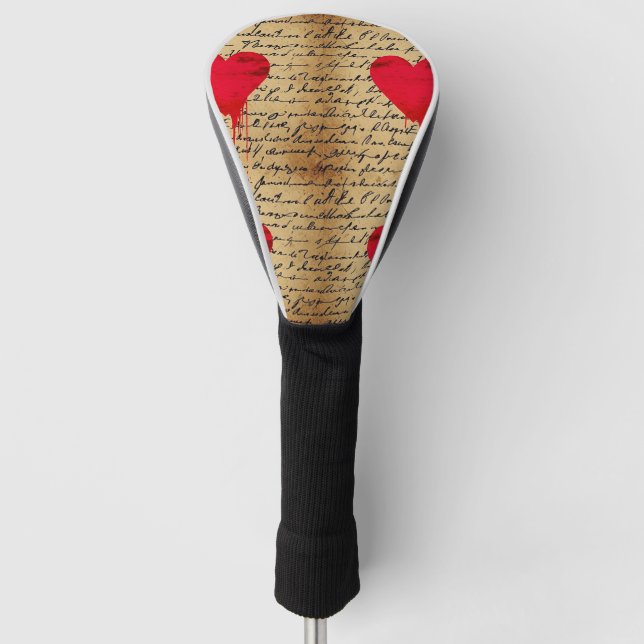 Modern Heart Pattern with Script Background (3) Golf Head Cover (Front)