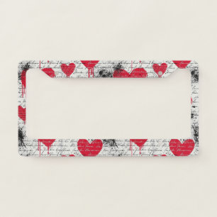 Modern Heart Pattern with Script Background (3) License Plate Frame