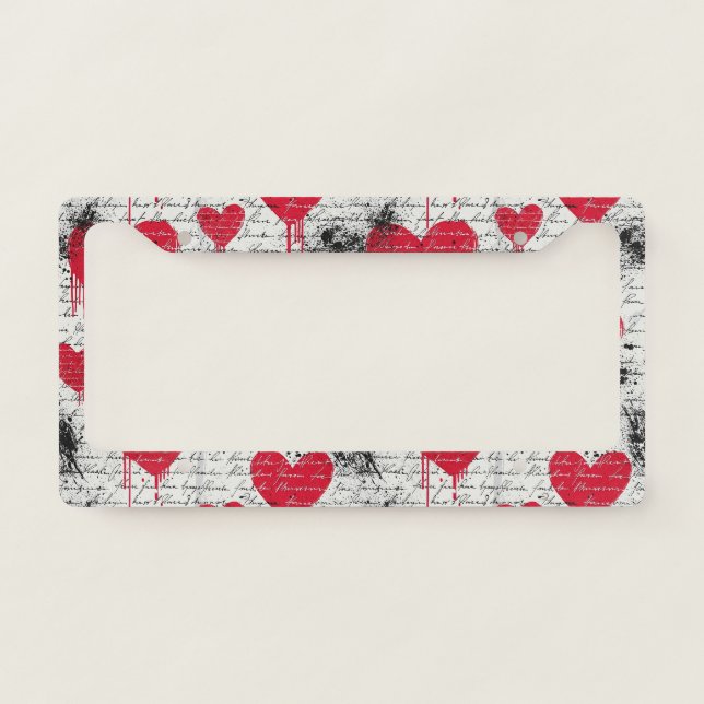 Modern Heart Pattern with Script Background (3) License Plate Frame (Front)