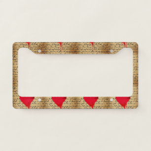 Modern Heart Pattern with Script Background (4) License Plate Frame