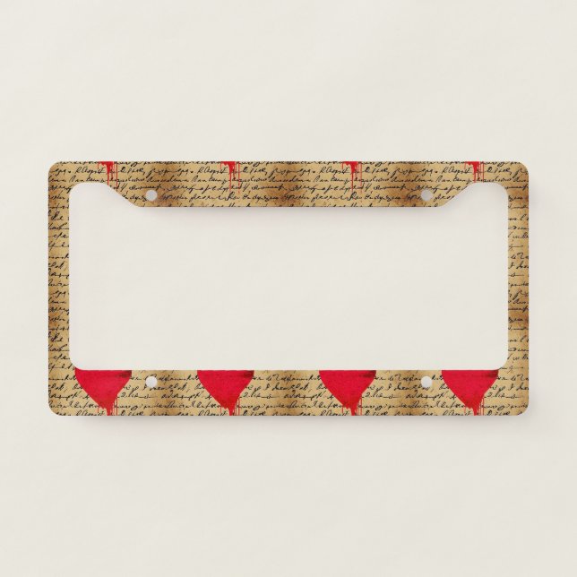 Modern Heart Pattern with Script Background (4) License Plate Frame (Front)