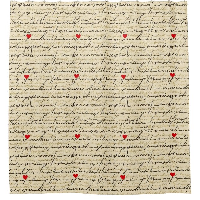 Modern Heart Pattern with Script Background (4) Shower Curtain (Front)