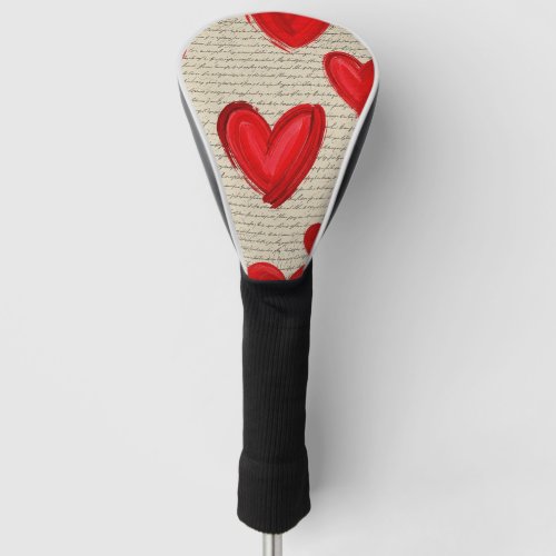 Modern Heart Pattern with Script Background (5) Golf Head Cover