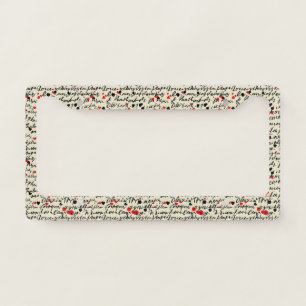 Modern Heart Pattern with Script Background (5) License Plate Frame