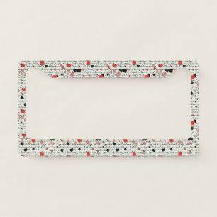 Modern Heart Pattern with Script Background (7) License Plate Frame