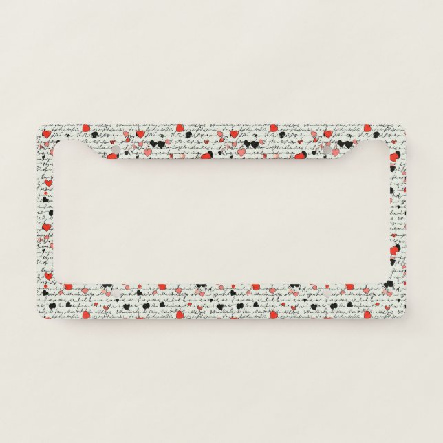 Modern Heart Pattern with Script Background (7) License Plate Frame (Front)