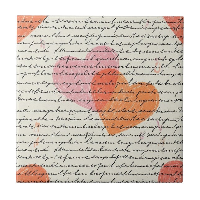Modern Heart Pattern with Script Background (8) Ceramic Tile (Front)