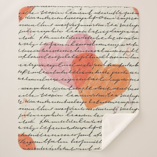 Modern Heart Pattern with Script Background (8) Sherpa Blanket (Front)
