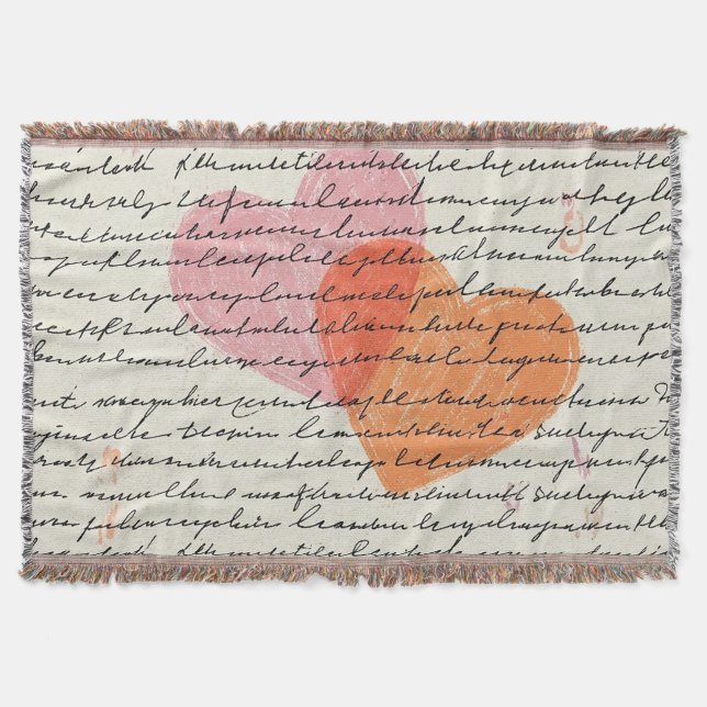 Modern Heart Pattern with Script Background (8) Throw Blanket (Front)