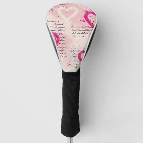 Modern Heart Pattern with Script Background (9) Golf Head Cover