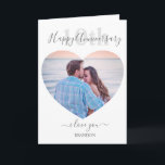 Modern | Heart Photo | Any Year Anniversary Card<br><div class="desc">Modern any age, heart shaped photo wedding anniversary card for any year, a stylish design, with script typography, your favorite photo and the option to customize the text to suit your own requirements. For him and for her, a great way to wish your husband or wife a happy wedding anniversary...</div>
