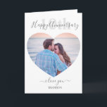 Modern | Heart Photo | Any Year Anniversary Card<br><div class="desc">Modern any age, heart shaped photo wedding anniversary card for any year, a stylish design, with script typography, your favorite photo and the option to customize the text to suit your own requirements. For him and for her, a great way to wish your husband or wife a happy wedding anniversary...</div>