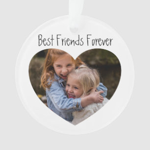 Modern Heart Photo Bestie Christmas Tree Ornament