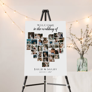Modern Heart Photo Collage Wedding Welcome Foam Board