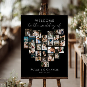 Modern Heart Photo Collage Wedding Welcome Foam Board