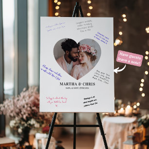 Modern Heart Photo Wedding Signature Guestbook Foam Board