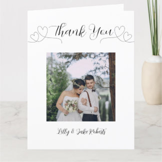 Modern Heart Photo Wedding Thank You Card