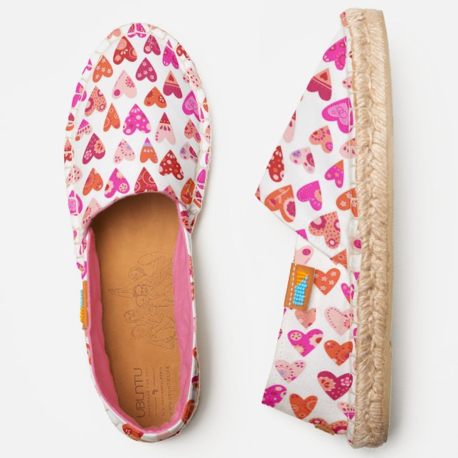 Modern Heart Pink and Red Espadrilles (Side)