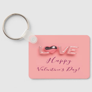 MODERN HEART PINK VALENTINES DAY KEYCHAIN