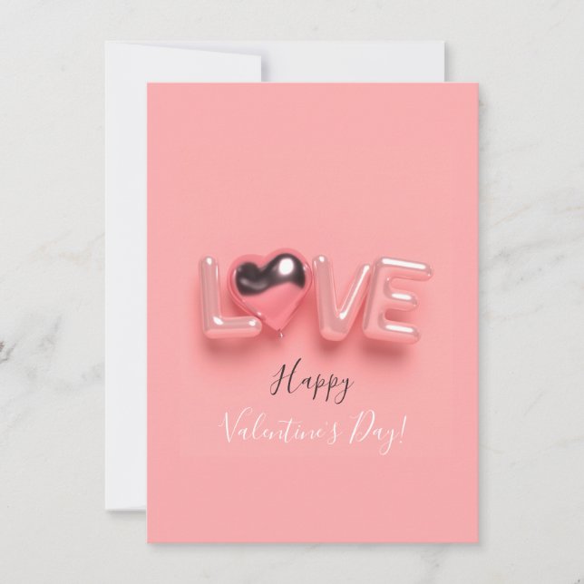  MODERN  HEART PINK VALENTINES DAY   NOTE CARD (Front)