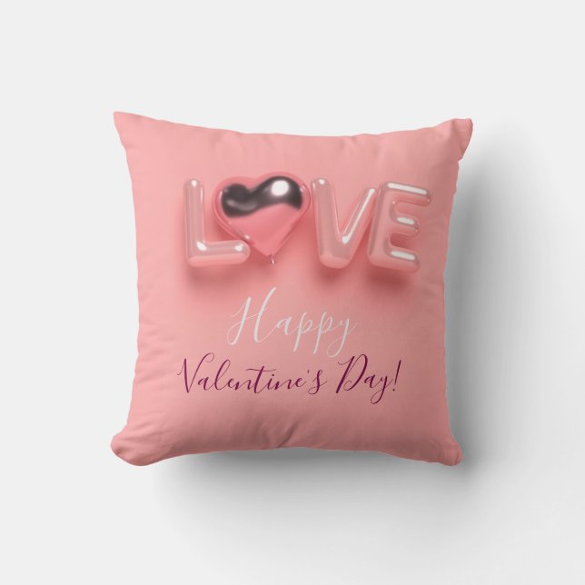  MODERN  HEART PINK VALENTINES DAY   THROW PILLOW (Front)