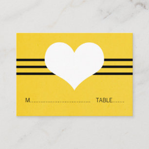 Modern Heart Place Card, Yellow Card