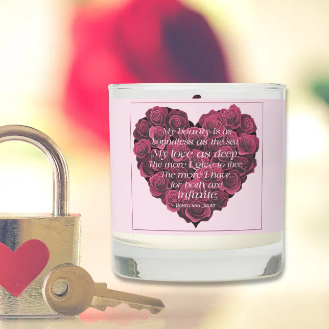 Modern Heart Roses Romantic Quote Pink Scented Candle