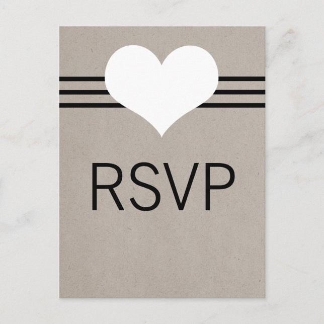 Modern Heart RSVP Postcard, Beige Invitation Postcard (Front)