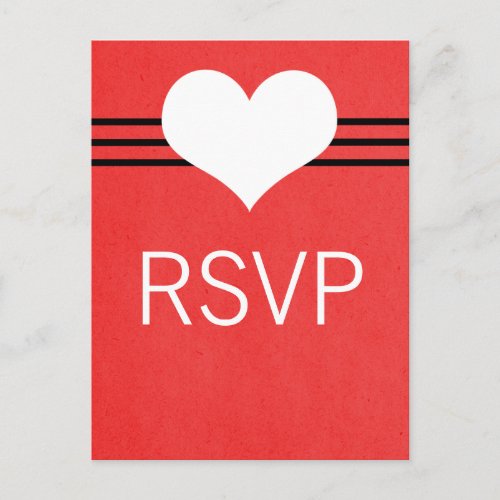 Modern Heart RSVP Postcard Red Invitation Postcard