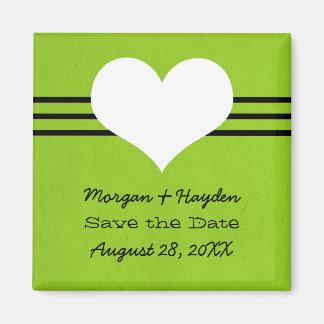Modern Heart Save the Date Magnet, Green Magnet
