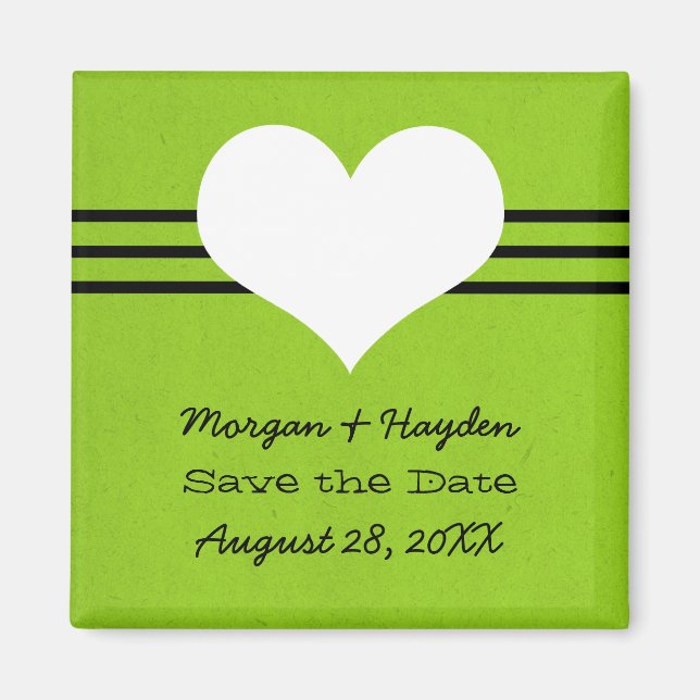 Modern Heart Save the Date Magnet, Green Magnet (Front)