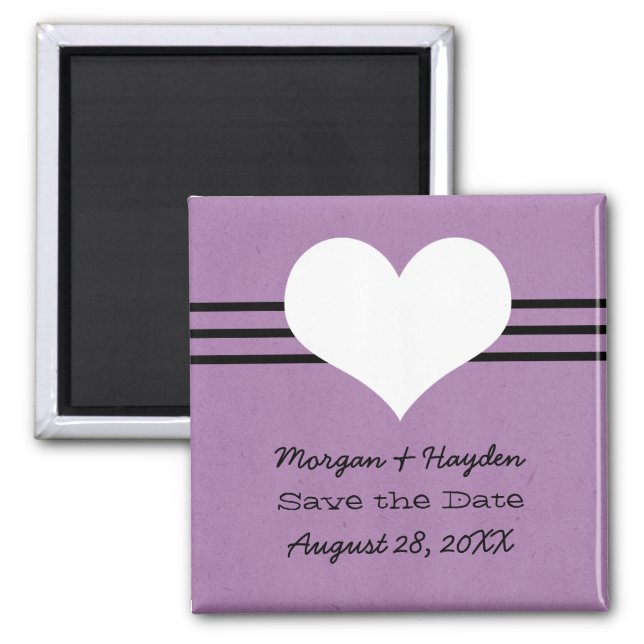Modern Heart Save the Date Magnet, Purple Magnet (Front)