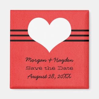 Modern Heart Save the Date Magnet, Red Magnet