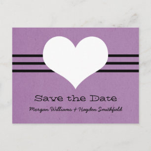 Modern Heart Save the Date Postcard, Purple Announcement Postcard