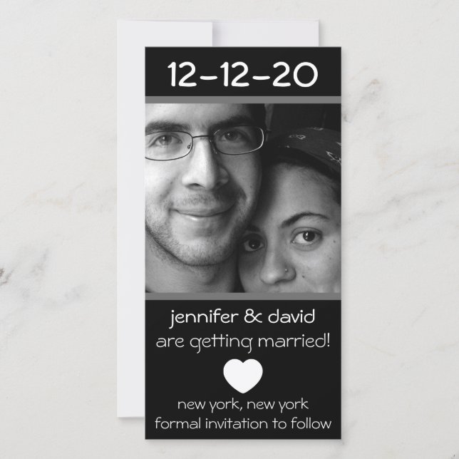Modern Heart Save The Dates (Gray) Date (Front)