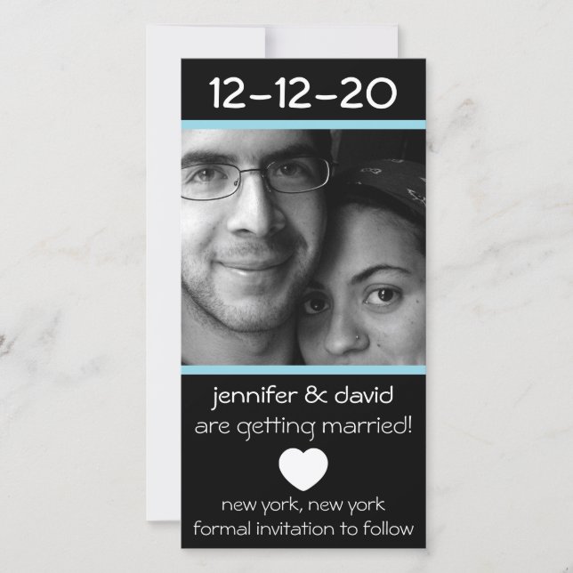 Modern Heart Save The Dates (Pale Blue) Date (Front)