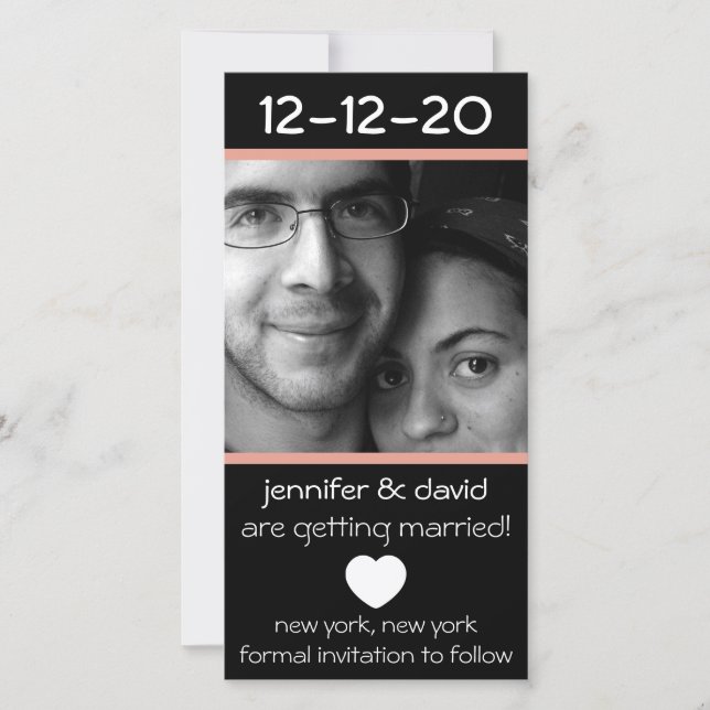 Modern Heart Save The Dates (Peach) Save The Date (Front)