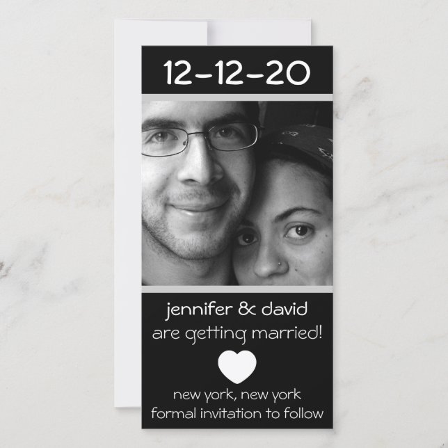 Modern Heart Save The Dates (Silver) Date (Front)