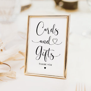 Modern Heart Script Cards and Gifts Wedding Sign