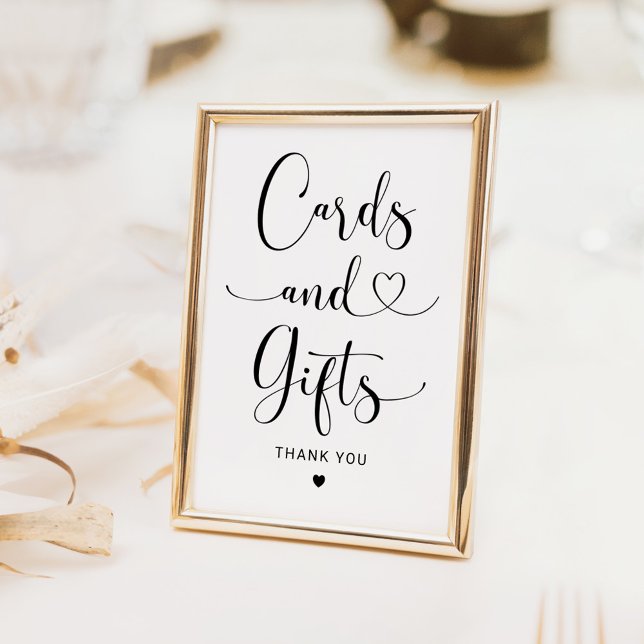 Modern Heart Script Cards and Gifts Wedding Sign (Creator Uploaded)