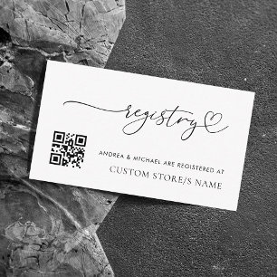 Modern Heart Script Minimal QR Code Gift Registry Enclosure Card