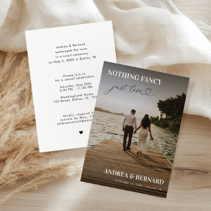 Modern Heart Script Nothing Fancy Just Love Eloped Invitation